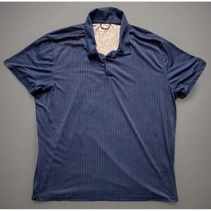 Cotton & Co. Short Sleeve Golf Polo Shirt Blue White Geometric 2XL XXL JBHS